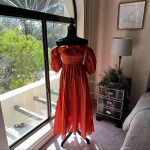 Burnt Orange Off The Shoulder Dress